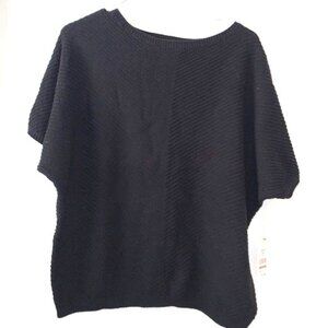Black Knit Poncho Sweater S/CH 4-6 100% Cotton Womens Top